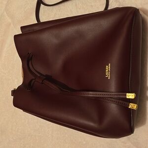 Lauren Ralph Lauren burgundy bucket bag